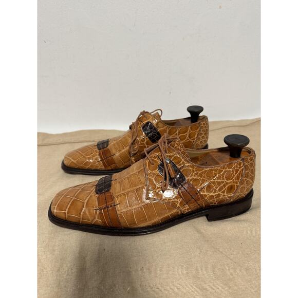 David Eden Shoes Mens Size 9 Brown Atlas Genuine Alligator Lace Up Square Toe main image 13
